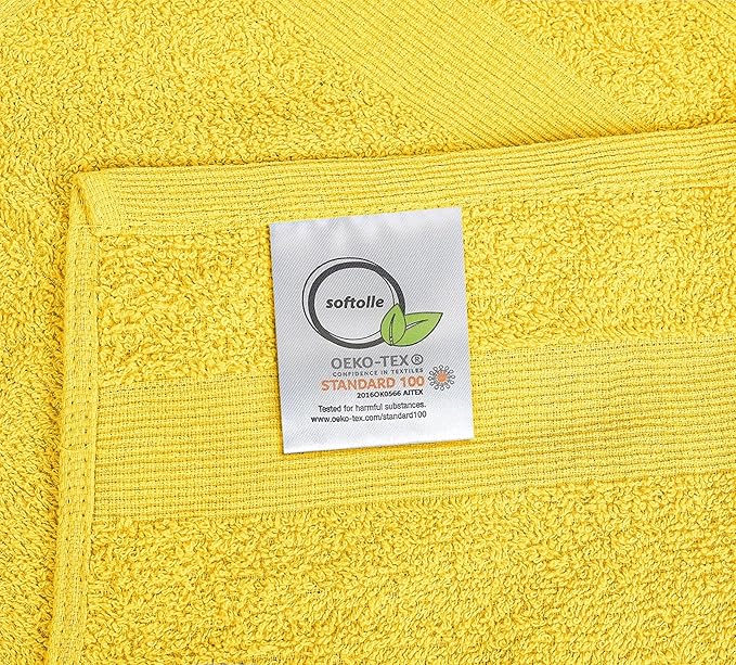 Premium Wash Cloths Pack of 12 (13" x 13") 100% Ring Spun Cotton | Luxury Washcloths | Ultra Soft Face Towels | Highly Absorbent Wash Cloths for face (Yellow)