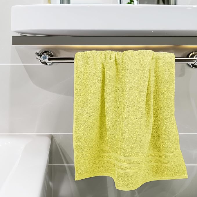 Tens Towels Pack of 4 Soft Bath Towels, 100% Cotton, 27 x 54 Inches, Lightweight & Quick-Dry, Ideal for Daily Bathroom Use, Practical & Comfortable, Yellow