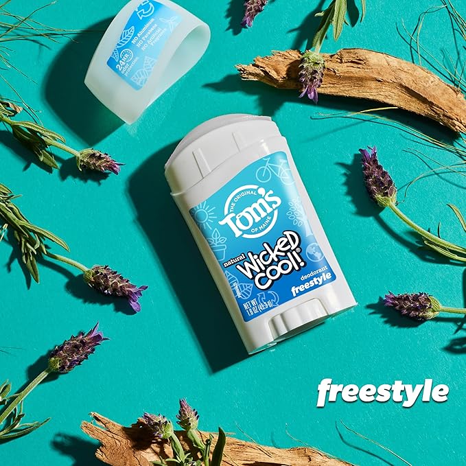 Tom’s of Maine Freestyle Wicked Cool! Natural Deodorant for Tweens, Aluminum Free Deodorant Stick, 1.6 oz (3 Pack)
