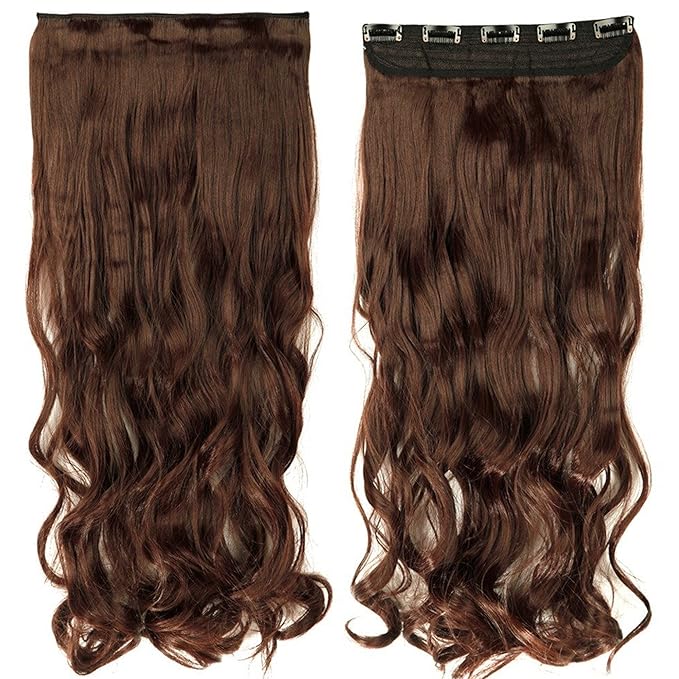 S-noilite 26" Straight Curly 3/4 Full Head One Piece 5clips Clip in Hair Extensions Long Poplar Style for Women Gifts 22colors (26" - Straight, Light Brown)