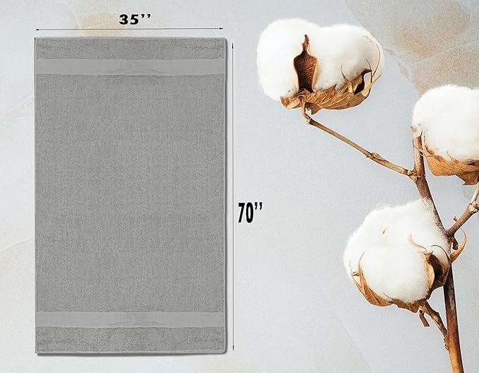 Softolle 100% Cotton Luxury Bath Sheets - Pack of 2 (35" x 70") | Super Soft, Quick-Dry & Highly Absorbent Towels for Bathroom, Home, Spa & Gym (Silver Grey)