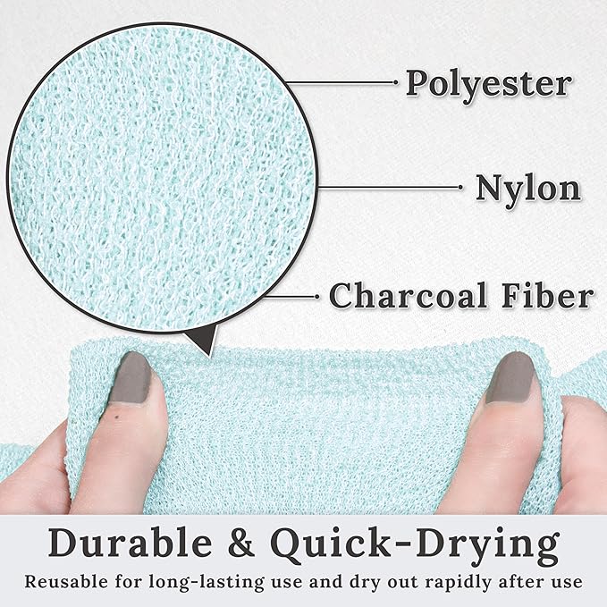 myHomeBody Exfoliating Washcloths for Showering, Loofah Body Scrubber Exfoliator, Back Shower Towel, Bath Washer for Exfoliation, Set of 2 (Color Will Be Shipped Randomly)