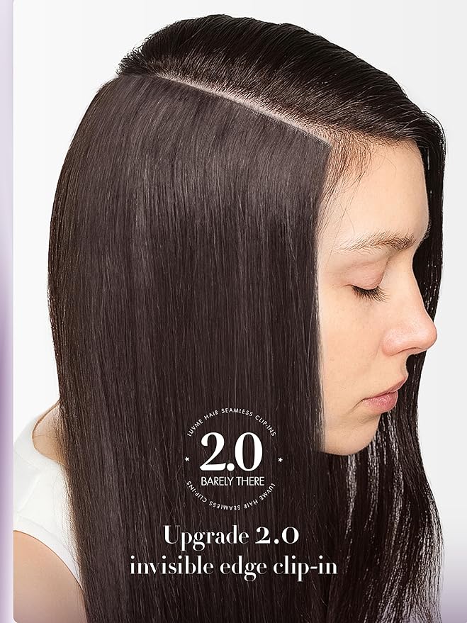 LUVME Invisible Clip in Hair Extensions Real Human Hair, 14 inch 110g 6Pcs, Natural Remy Human Hair Extensions Clip ins for Women, Natural Human Hair Silky Straight Highlight No.2