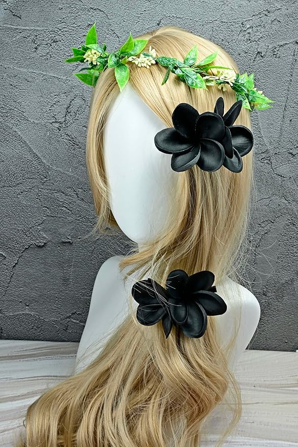 Pack of 2 Real Touch Flowers Hawaiian Flower Hair Clips Plumeria Hibiscus Hair Clips Handmade Hair Accessories for Beach Wedding Bridal Party Mother's Day Women Girls Holiday Gifts(c-822, 2pcs)