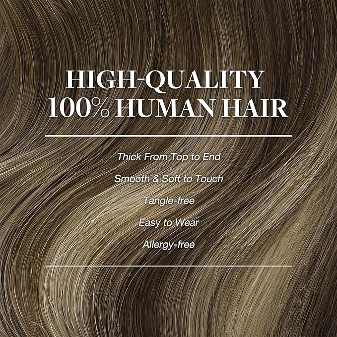 GOO GOO Clip in Hair Extensions Real Human Hair, Remy Human Hair Extensions Clip ins for Women, Natural Human Hair, 16inch 150g 9Pcs, 4/26/4 Balayage Chocolate Brown to Honey Blonde