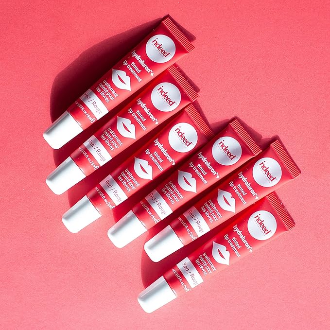 INDEED LABS Hydraluron + Tinted Lip Treatment, Hydrating Anti-Aging Lip Balm Treatment for Smooth Lips with Natural, Subtle Color, 9ml (Red)