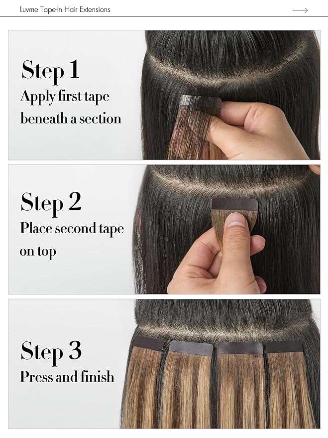 LUVME Invisible Tape in Hair Extensions Human Hair 18 Inch 50g 25pcs Chocolate Caramel Highlight Straight Double Sided Seamless Tape Extensions