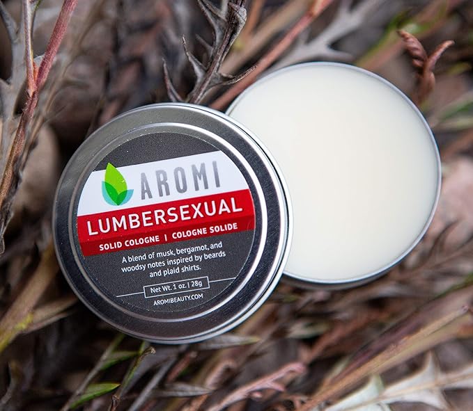 Aromi Solid Cologne for Men | Cashmere Woods, Musk Scent, Powdery Fragrance, Travel, Alcohol-Free, Concentrated, Wax-Based, Gift (Lumbersexual)