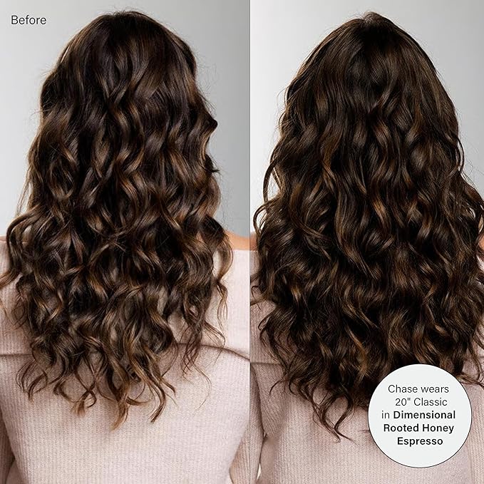 Luxy 100% Remy Human Hair - Seamless Clip-In Hair Extensions - Multi-Dimensional Color for Natural Blending, Adds Volume & Length 240 grams 24" Dimensional Rooted Honey Espresso