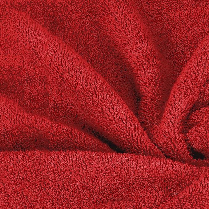 Mocassi Luxury 100% Turkish Cotton 6-Piece Towel Set - Ultra Soft, Quick Dry Highly Absorbent Premium Spa Hotel Quality Bath Towels, Includes 2 Bath Towels, 2 Hand Towels and 2 Washcloths, Red