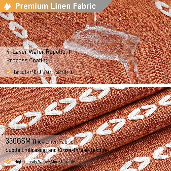 BTTN Stall Shower Curtain - 60x72 Narrow Boho Farmhouse Linen Vintage Striped Fabric Shower Curtain Set with 10 Hook, Bohemian Cottage Decorative Heavy Duty Shower Curtains for Bathroom - Burnt Orange