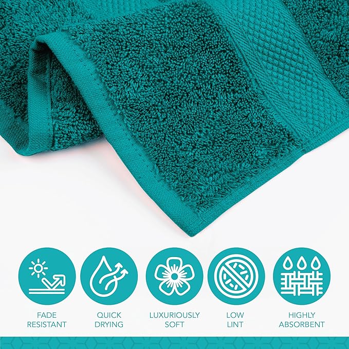 Pleasant Home Bath Towels Set of 6 (24” x 50”) 100% Cotton, 515 GSM | Lightweight, Soft & Highly Absorbent Luxury Towels for Bathroom | for Gym, Pool & Spa | 6 Pack, Teal