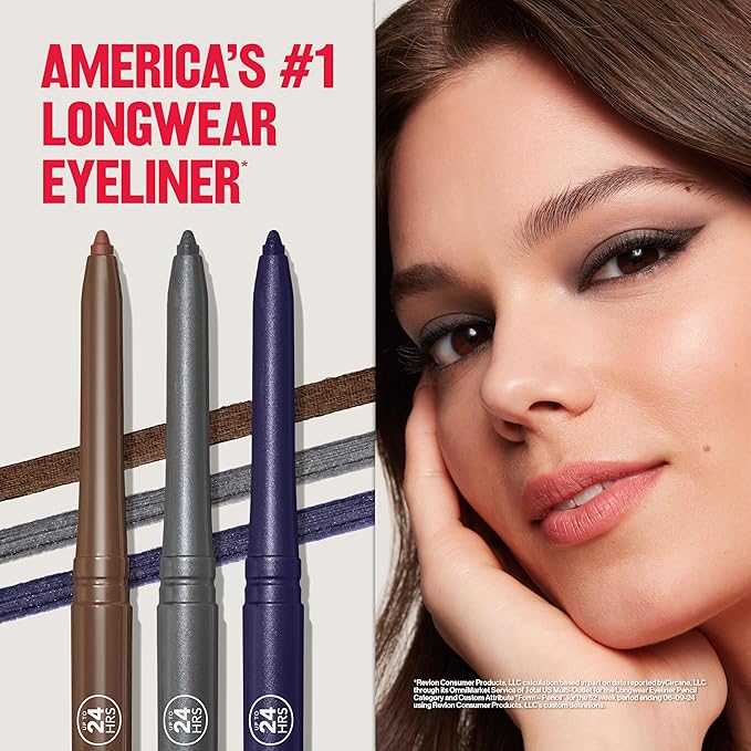 REVLON ColorStay Pencil Waterproof Eyeliner, Smudge-Proof, Eye Makeup with Built-In Sharpener, Packaging May Vary, 203 Brown, 0.01 oz (Pack of 2)