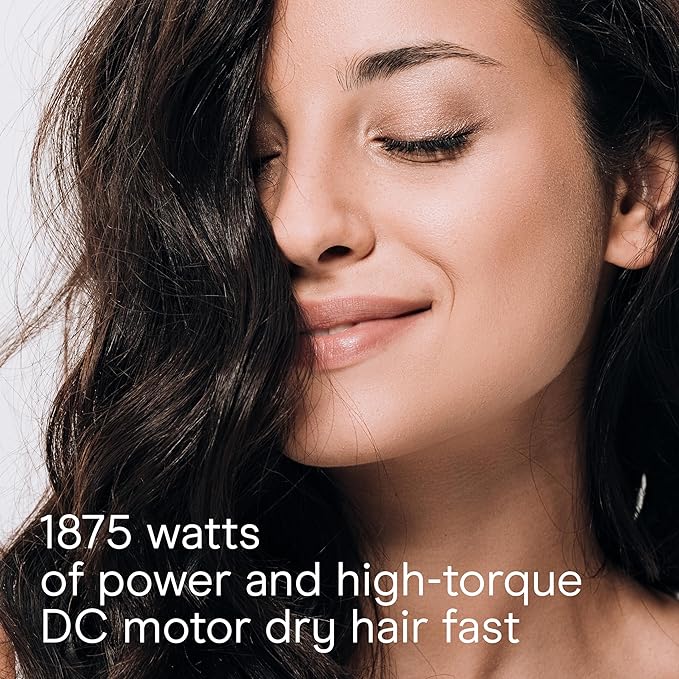 Infiniti PRO CONAIR Style & Shine Hair Dryer with Diffuser and Concentrator, 1875W Style & Shine Blow Dryer with Tourmaline and Ionic Conditioning to Fight Frizz, 3 Heat & 2 Speed Settings, Purple