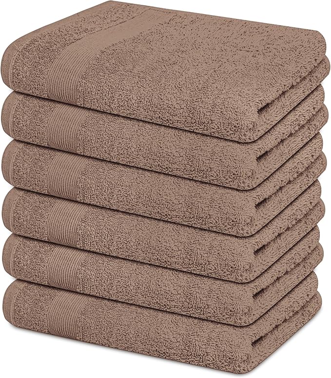 Softolle Premium 600 GSM Hand Towels –16" x 30”- 100% Combed Ring Spun Cotton Hand Towel - Pack of 6 Luxury Hand Towels - Highly Absorbent and Ultra Soft inches (Taupe)