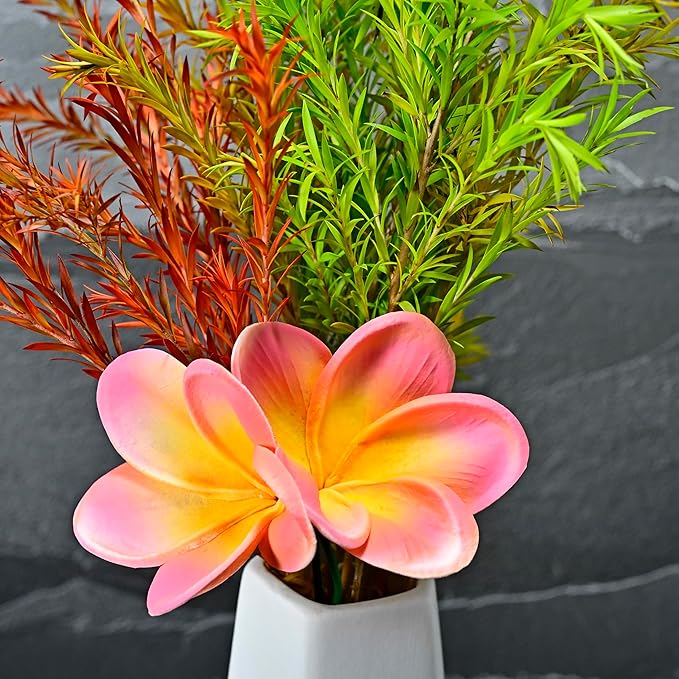 Pack of 2 Real Touch Flowers Hawaiian Flower Hair Clips Plumeria Hibiscus Hair Clips Handmade Hair Accessories for Beach Wedding Bridal Party Mother's Day Women Girls Holiday Gifts (c-806, 2pcs)