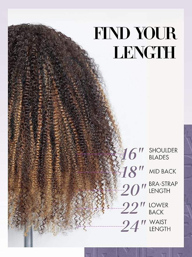 LUVME Clip in Hair Extensions Real Human Hair, Remy Human Hair Extensions Clip ins for Women, #2/27 Extensions, 18inch 135g 9Pcs Kinky Curly Hair