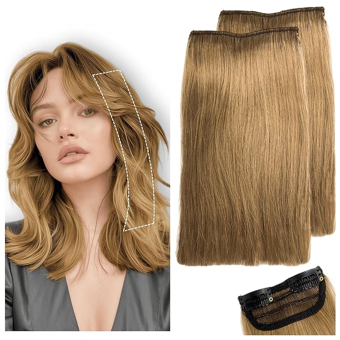 2 Pcs Short Hair Extensions, Human Hair Clip in Extensions for Women Adding Volume 6 inch Chestnut Brown