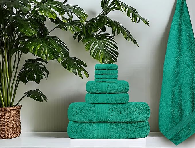Softolle Luxury 8 Piece Towel Set, 2 Bath Towels 2 Hand Towels 4 Washcloths, Towels for Bathroom, Home, Spa & Gym - Highly Absorbent (Sea Green)