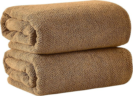 Great Bay Home 100% Cotton Oversized 2 Pack 68x35 Extra Large Towel Set - Absorbent, Quick-Drying, Durable Oversized Bath Sheets for Bathroom Décor (Mocha)