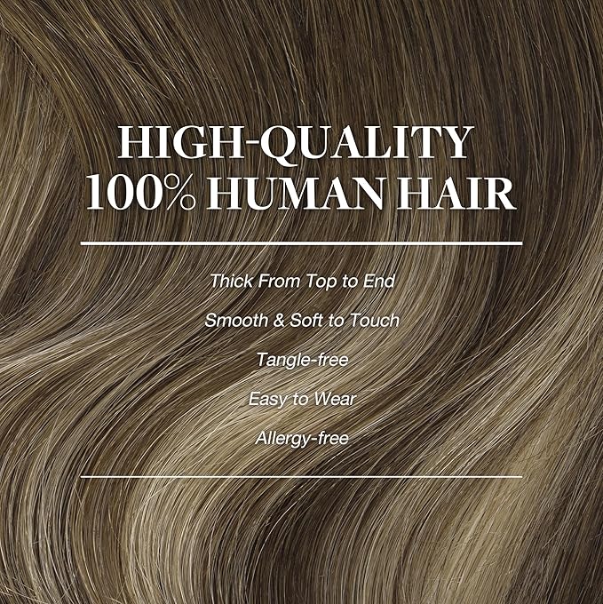 GOO GOO Clip in Hair Extensions Real Human Hair, Remy Human Hair Extensions Clip ins for Women, Natural Human Hair, 22inch 120g 7Pcs, 4/26/4 Balayage Chocolate Brown to Honey Blonde