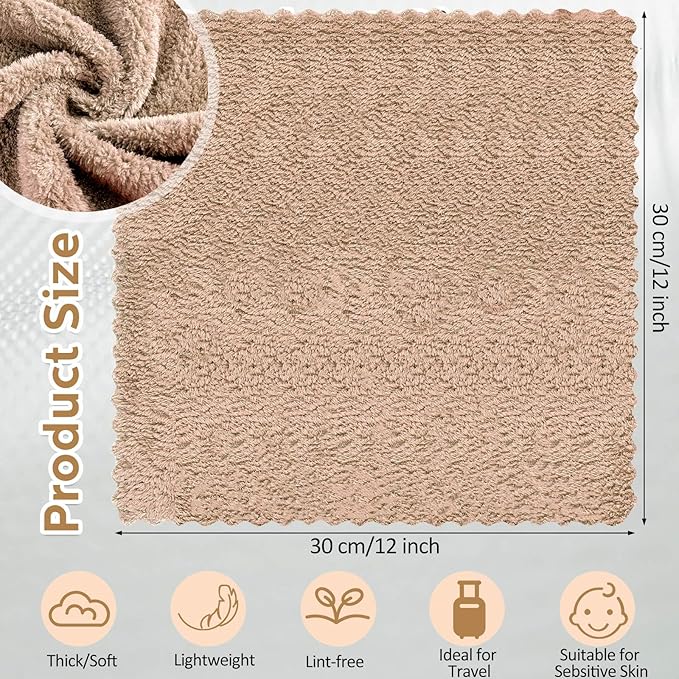 Newwiee 100 Pcs Washcloths Quick Drying Bathroom Wash Clothes 12 x 12 Inch Face Towels Microfiber Soft Wash Rags Bulk for Your Face and Body Facial Towels for Spa Fingertip Towel(Brown)