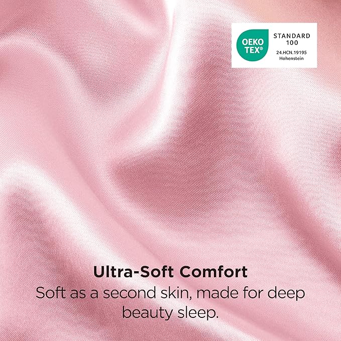 Bedsure King Size Satin Pillowcase Set of 2 - Pink Silky Pillow Cases for Hair and Skin with Envelope Closure, Similar to Silk Pillow Cases, Christmas for Women, 20x36 Inches, 2pcs