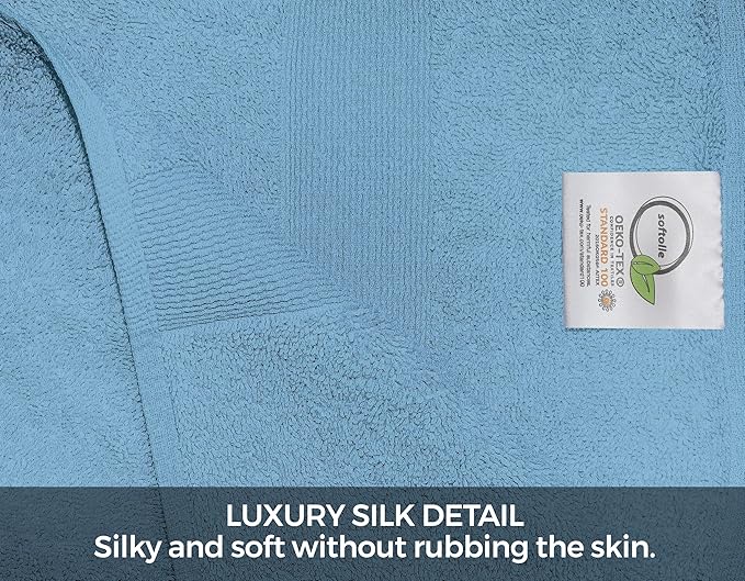 Softolle Luxury 8 Piece Towel Set, 2 Bath Towels 2 Hand Towels 4 Washcloths, Towels for Bathroom, Home, Spa & Gym - Highly Absorbent (Sky Blue)