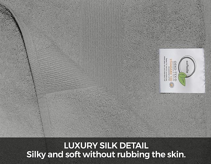 Softolle Luxury 8 Piece Towel Set, 2 Bath Towels 2 Hand Towels 4 Washcloths, Towels for Bathroom, Home, Spa & Gym - Highly Absorbent (Silver Grey)