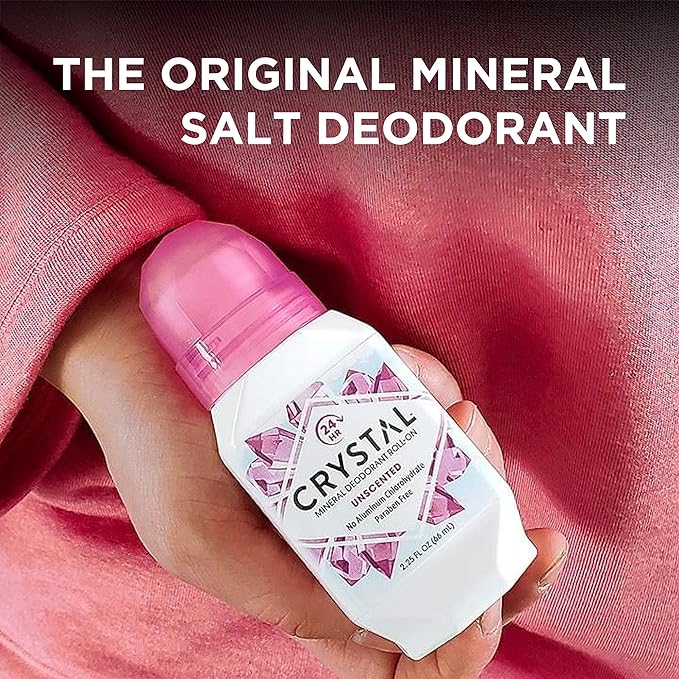 CRYSTAL Deodorant - Mineral Roll on Vegan Deodorant for Women and Men, Unscented - 2.25 fl. oz. (3 Pack) (Packaging May Vary)
