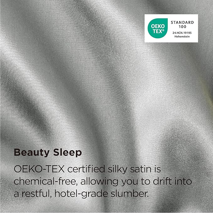 Bedsure Satin Pillowcase, Similar to Silk Pillow Cases Queen Size Set of 2, Cooling Pillow Case Covers with Envelope Closure, Christmas Room Decor Gifts for Women Men, Silver Grey, 20x30 Inches, 2pcs