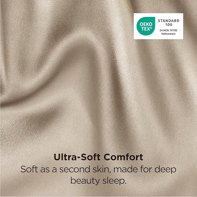 Bedsure Body Pillow Cover 20x54 Inches - Khaki Satin Similar to Silk Pillowcase for Hair and Skin, Cooling and Silky Long Body Pillow Pillowcase with Envelope Closure, Gifts for Women Men